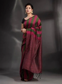 Handloom Multicolored Strips Saree - Cotton, Cotton (CK)