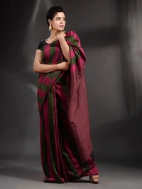 Handloom Multicolored Strips Saree - Cotton, Cotton (CK)
