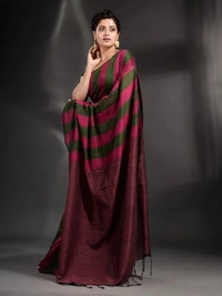 Handloom Multicolored Strips Saree - Cotton, Cotton (CK)