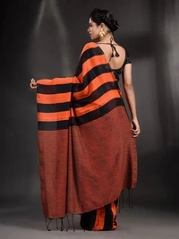 Handloom Multicolored Strips Saree - Cotton, Cotton (CK)