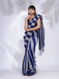 Handloom Multicolored Strips Saree - Cotton, Cotton (CK)