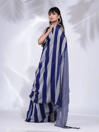 Handloom Multicolored Strips Saree - Cotton, Cotton (CK)