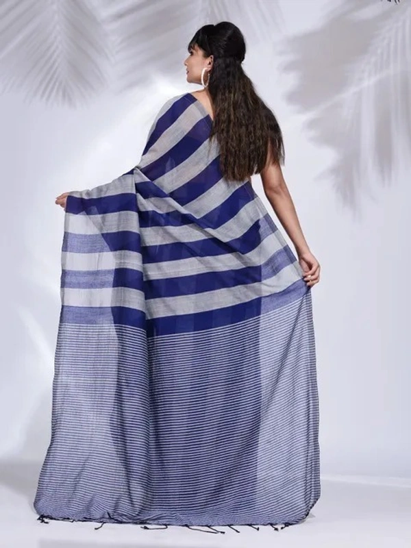 Handloom Multicolored Strips Saree - Cotton, Cotton (CK)