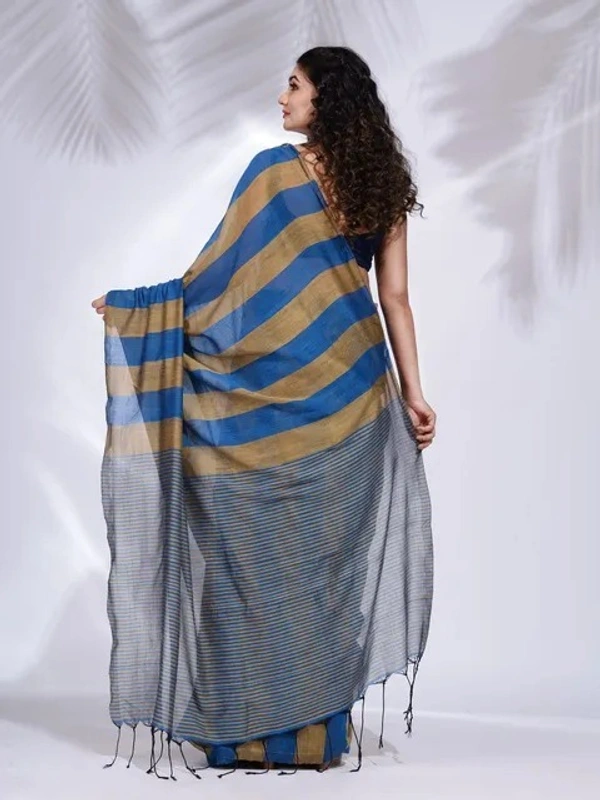 Handloom Multicolored Strips Saree - Cotton, Cotton (CK)