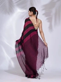 Handloom Multicolored Strips Saree - Cotton, Cotton (CK)