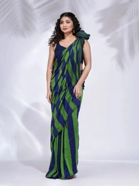 Handloom Multicolored Strips Saree - Cotton, Cotton (CK)
