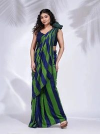 Handloom Multicolored Strips Saree - Cotton, Cotton (CK)