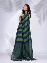 Handloom Multicolored Strips Saree - Cotton, Cotton (CK)