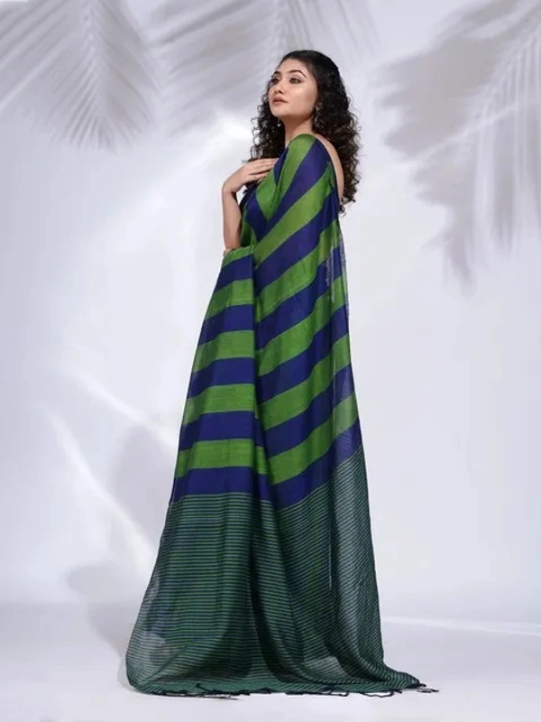 Handloom Multicolored Strips Saree - Cotton, Cotton (CK)