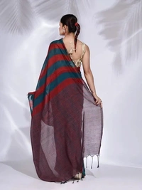 Handloom Multicolored Strips Saree - Cotton, Cotton (CK)