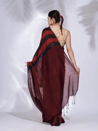 Handloom Multicolored Strips Saree - Cotton, Cotton (CK)