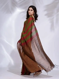 Handloom Multicolored Strips Saree - Cotton, Cotton (CK)