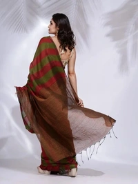 Handloom Multicolored Strips Saree - Cotton, Cotton (CK)