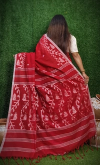 Handloom Traditional Woven Jamdani Work Saree - Red