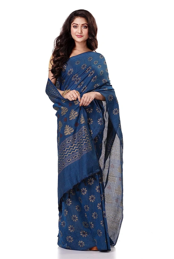 Golden Floral Hand Paint Saree - Jacarta