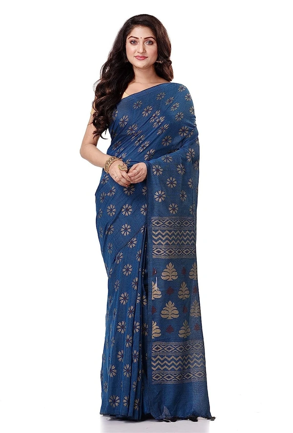 Golden Floral Hand Paint Saree - Jacarta