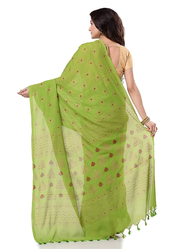 Golden Floral Hand Paint Saree - Olive