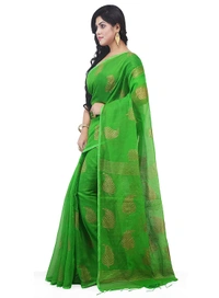 Golden Leaf Hand Paint Saree - La Palma