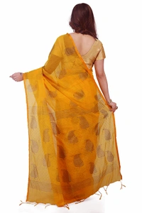 Golden Leaf Hand Paint Saree - Yellow