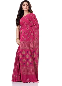 Golden Floral Hand Paint Saree - Maroon