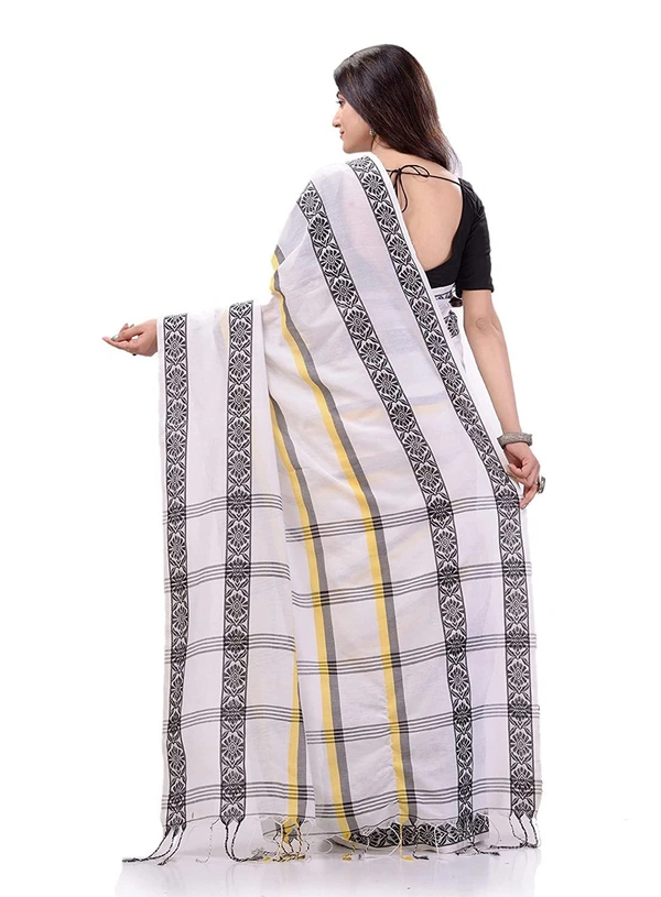 Handloom Jamdani Woven Cotton Saree - White, Cotton