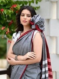 Handloom Multicolored Strips Pallu Saree - Silver, Cotton, Cotton (CK)