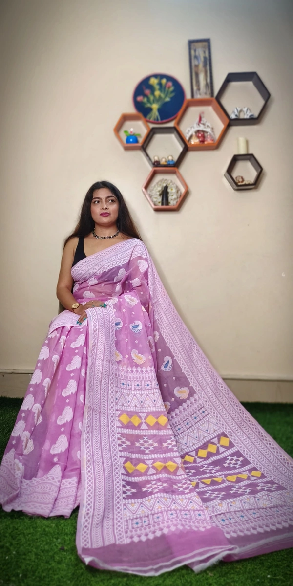 Handloom Traditional Woven Soft Jamdani - Wisteria