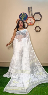 Handloom Traditional Woven Soft Jamdani - White
