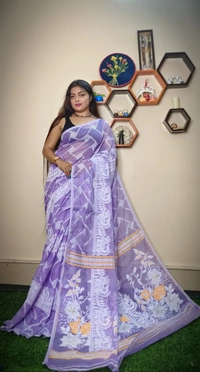 Handloom Traditional Woven Soft Jamdani - Lavender