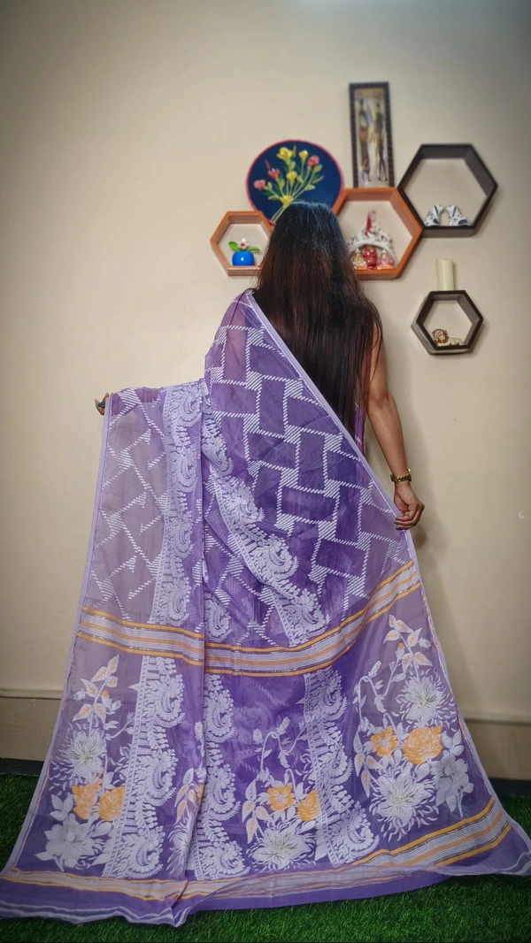 Handloom Traditional Woven Soft Jamdani - Lavender