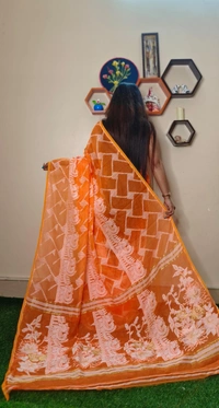 Handloom Traditional Woven Soft Jamdani - Orange