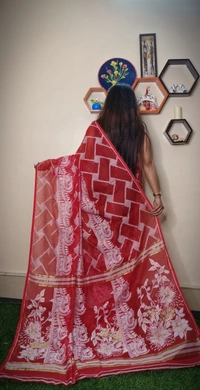 Handloom Traditional Woven Soft Jamdani - Red