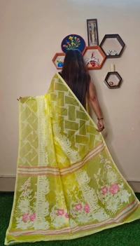 Handloom Traditional Woven Soft Jamdani - Lime