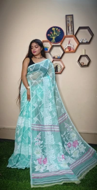 Handloom Traditional Woven Soft Jamdani - Sky Blue