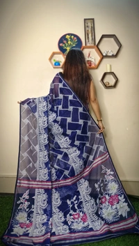 Handloom Traditional Woven Soft Jamdani - Navy Blue