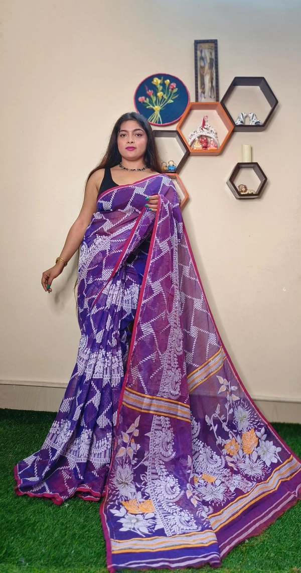 Handloom Traditional Woven Soft Jamdani - Violet