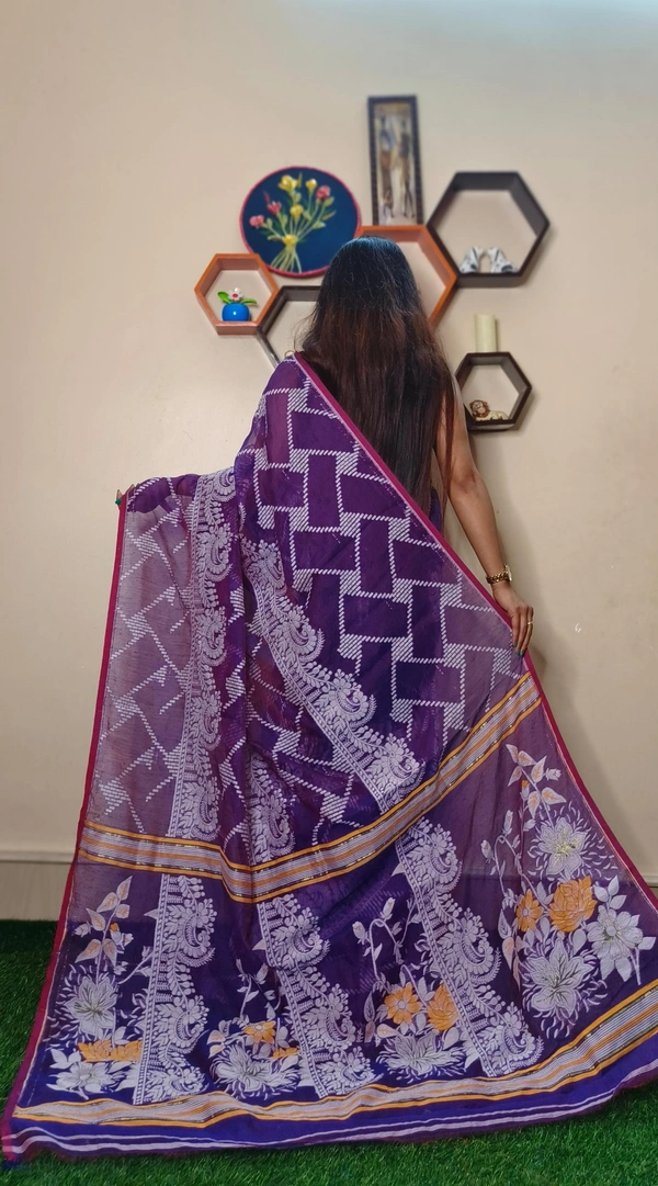 Handloom Traditional Woven Soft Jamdani - Violet