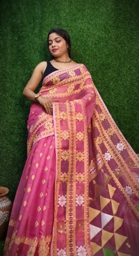 Handloom Traditional Woven Soft Jamdani - Pink
