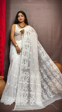 Handloom Traditional Woven Soft Jamdani - White