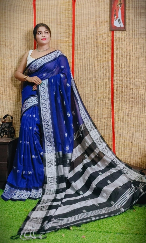 Handloom Woven Floral Work Border Saree