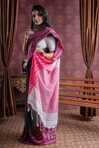 Handloom Begampuri Work Cotton Saree - Silver