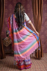Handloom Leaf Mina Begampuri Work Saree - Cotton Candy, Cotton (CK)