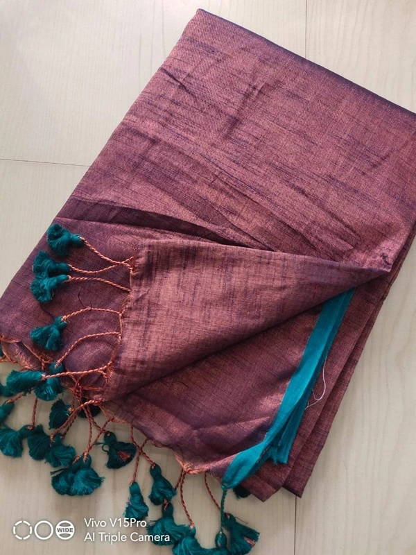 Handloome Contrast Border Tissue Cotton Saree - Electric Violet