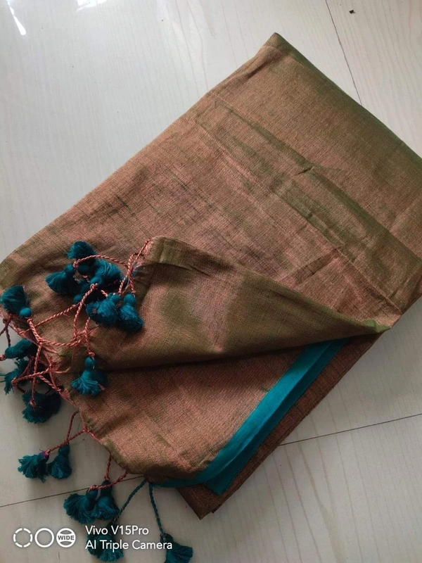 Handloome Contrast Border Tissue Cotton Saree - Millbrook