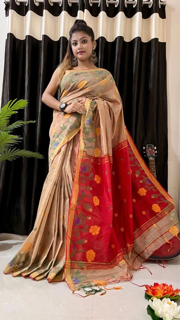 Som Handloom Floral Border Cotton Silk Saree - Cadillac