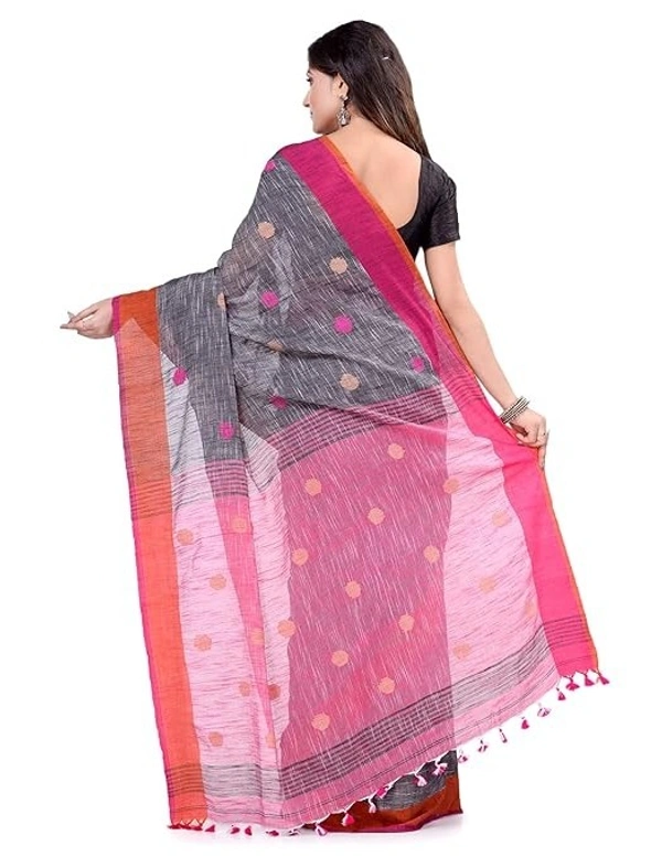 Traditional Bengali Handloom Ball Saree - Silver
