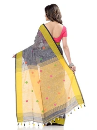 Traditional Bengali Handloom Ball Saree - Gray