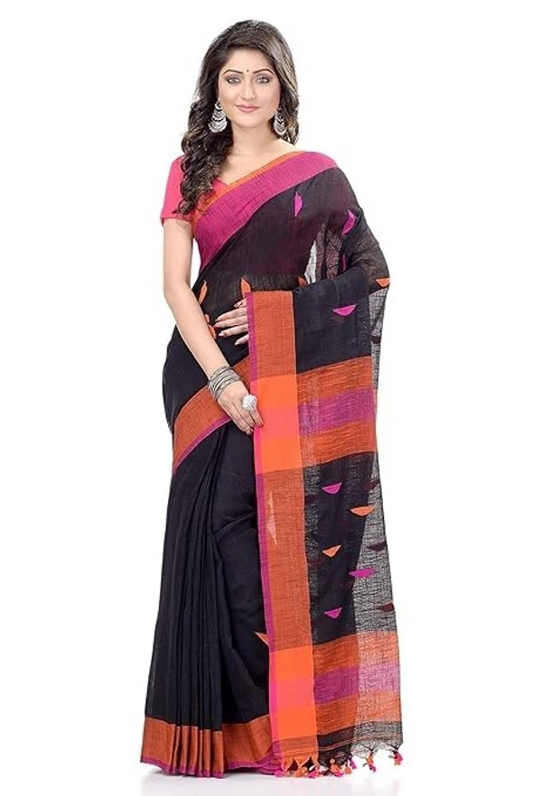 Traditional Bengali Handloom Barfi Saree - Black