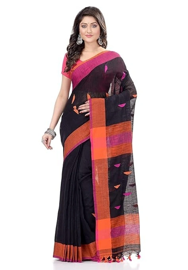 Traditional Bengali Handloom Barfi Saree - Black