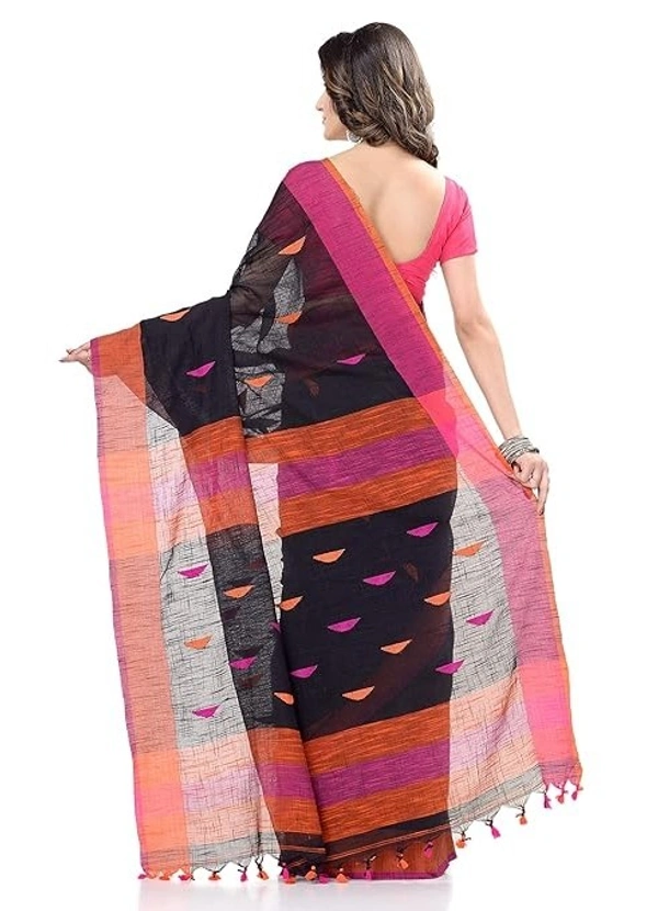 Traditional Bengali Handloom Barfi Saree - Black
